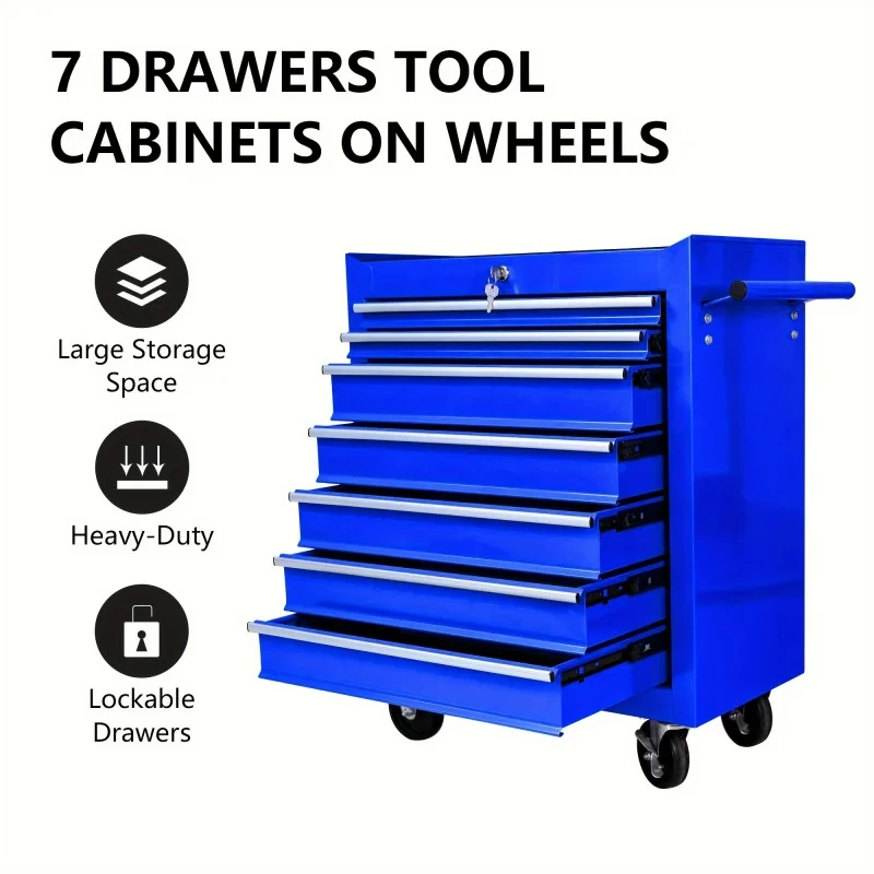 Workshop Tools Car - 7 Drawers Blue Multifunctional Tool Trolley